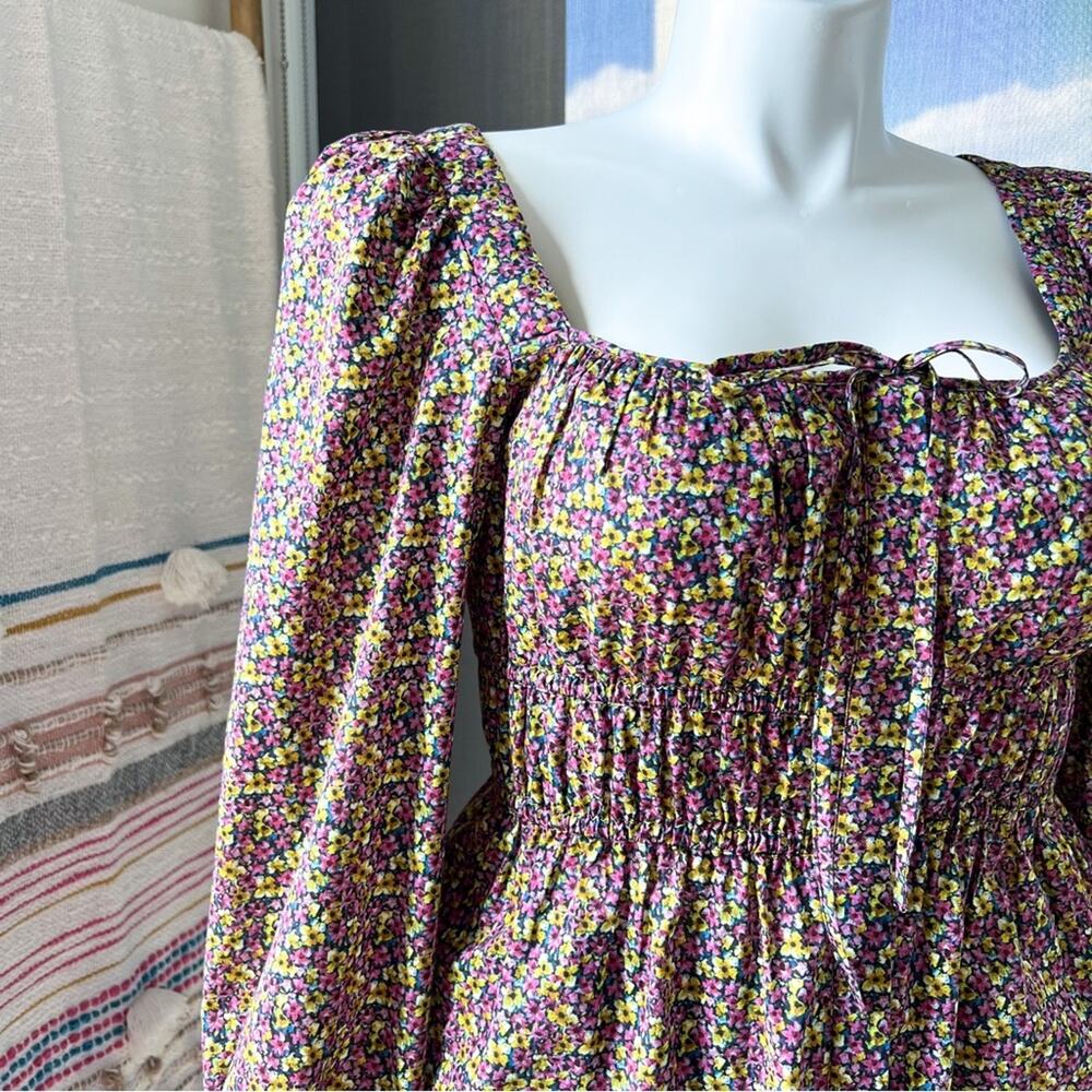 J. Crew Liberty Fabric Busy Izzy Print Cinched-Waist Long Balloon Sleeves Top 10 - Picture 2 of 10